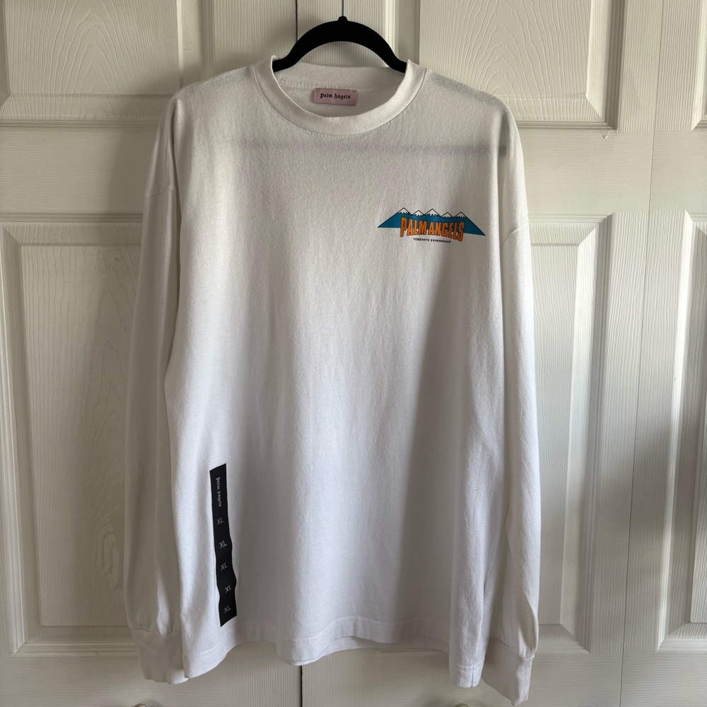 Palm Angels White Printed Cotton Long‎ Sleeve T-shirt L Yosemite Experience Logo